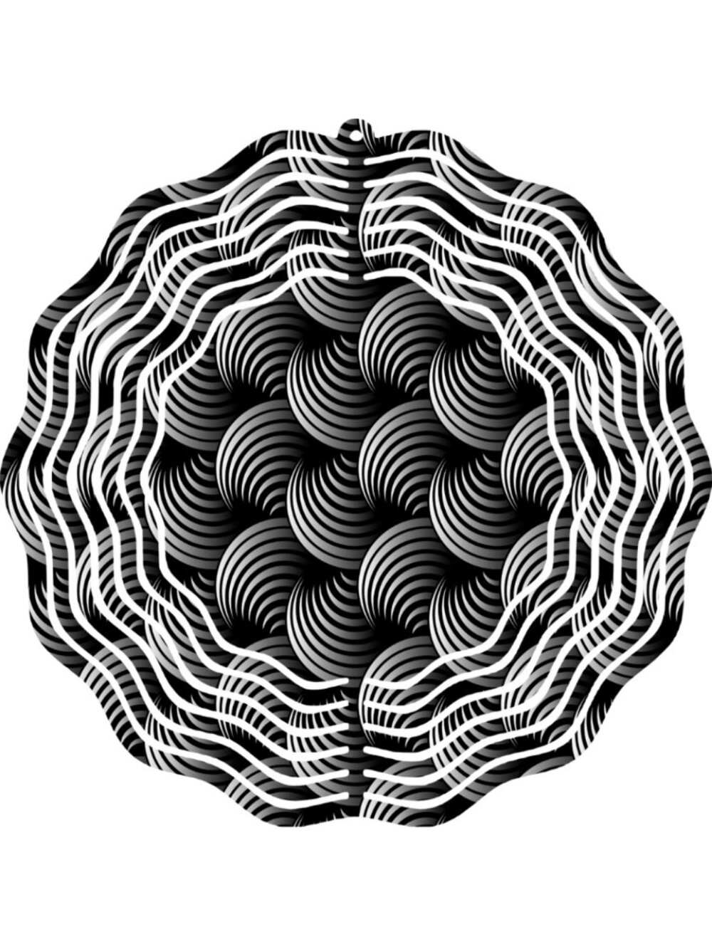Abstract Swirl Metal Wind Spinner 10" Black Gray Outdoor Garden Decor Patio Art